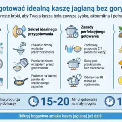 Jak ugotować idealną kaszę jaglaną bez goryczki? Proste kroki: płukanie, wrzątek, prażenie, proporcja 2:1 wody do kaszy, gotowanie pod przykryciem, odpoczynek.