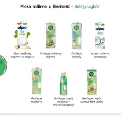 Szukasz jogurtu sojowego? Sprawdź ofertę Biedronki: Alpro, GoVege sojowy, ryżowy, kokosowy, owsiany i napoje sojowe.