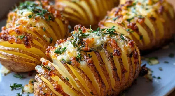 Chrupiące ziemniaki z airfryer, zapieczone z serem i ziołami, wyglądają apetycznie.