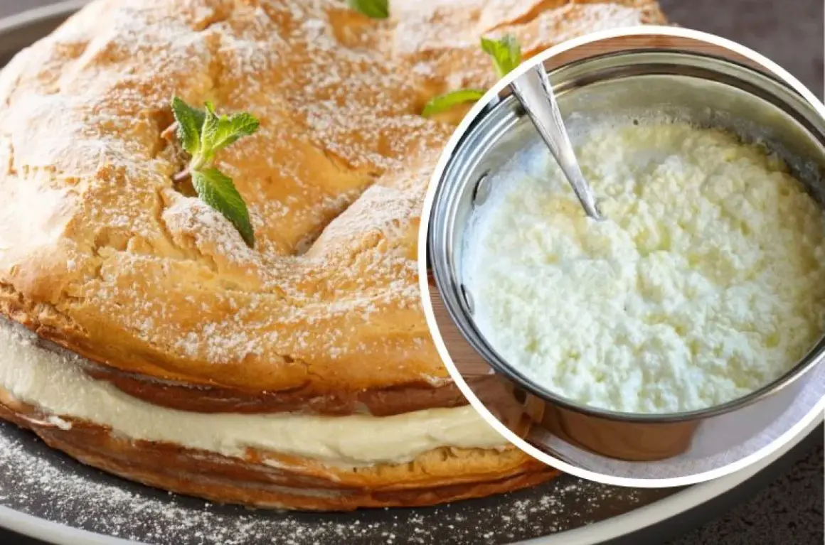 Jak uratować zwarzony krem z mascarpone? Na zdjęciu tort z kremem i garnuszek z masą, która może wymagać ratunku.