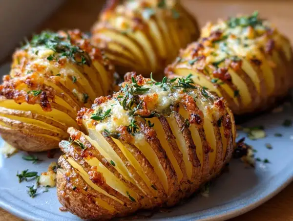 Chrupiące ziemniaki z airfryer, zapieczone z serem i ziołami, wyglądają apetycznie.